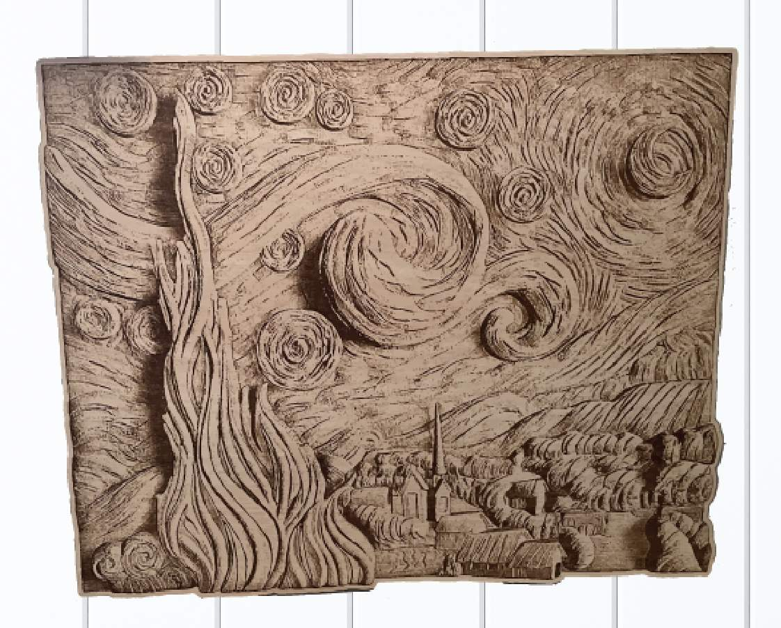 3D Effect Starry Night by Van Gogh - Fresh Cut Signs