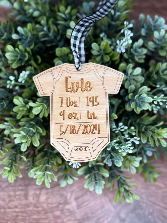 All About Baby Announcement Ornament - Fresh Cut Signs