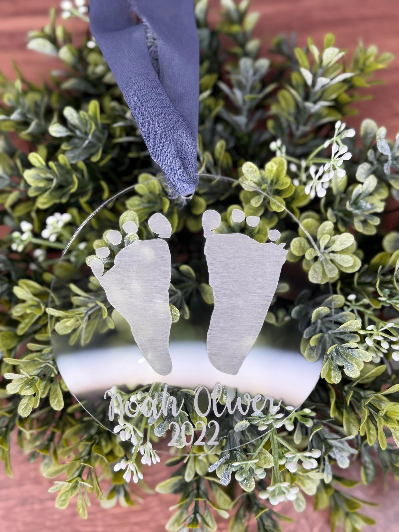 Clear baby foot print ornament - Fresh Cut Signs
