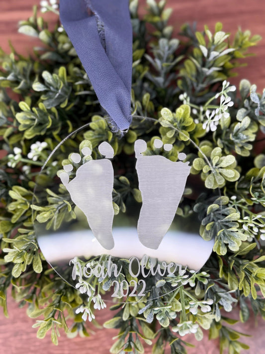 Clear baby foot print ornament - Fresh Cut Signs