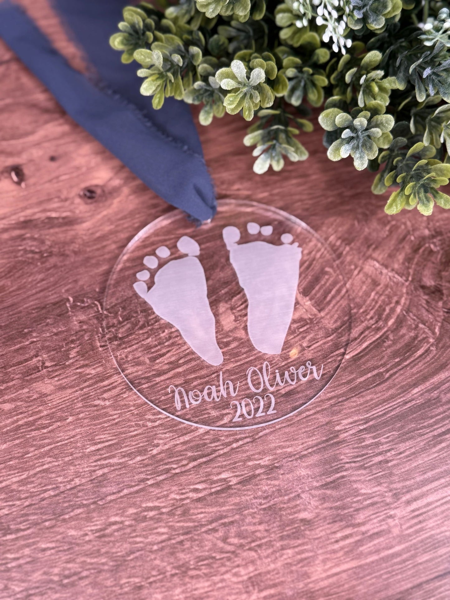 Clear baby foot print ornament - Fresh Cut Signs