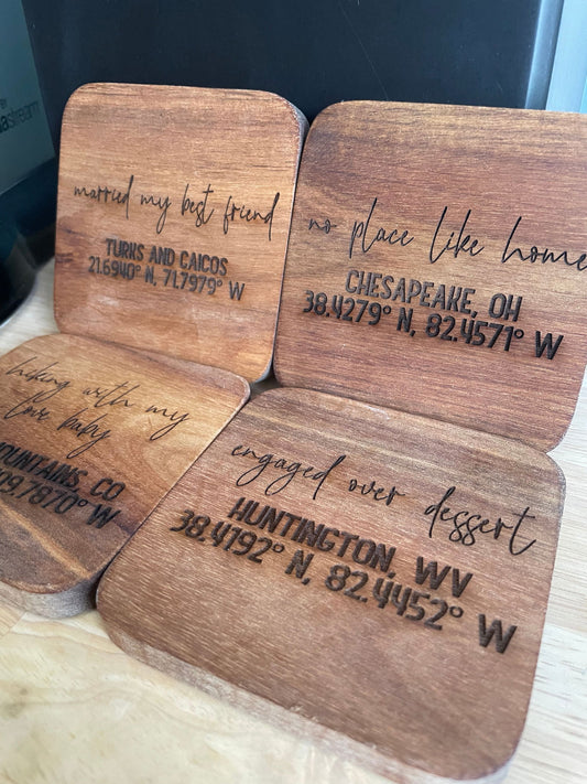 Custom Coordinates Coasters - Fresh Cut Signs