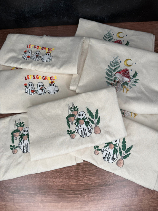 Embroidered Halloween Tea Towels - Fresh Cut Signs