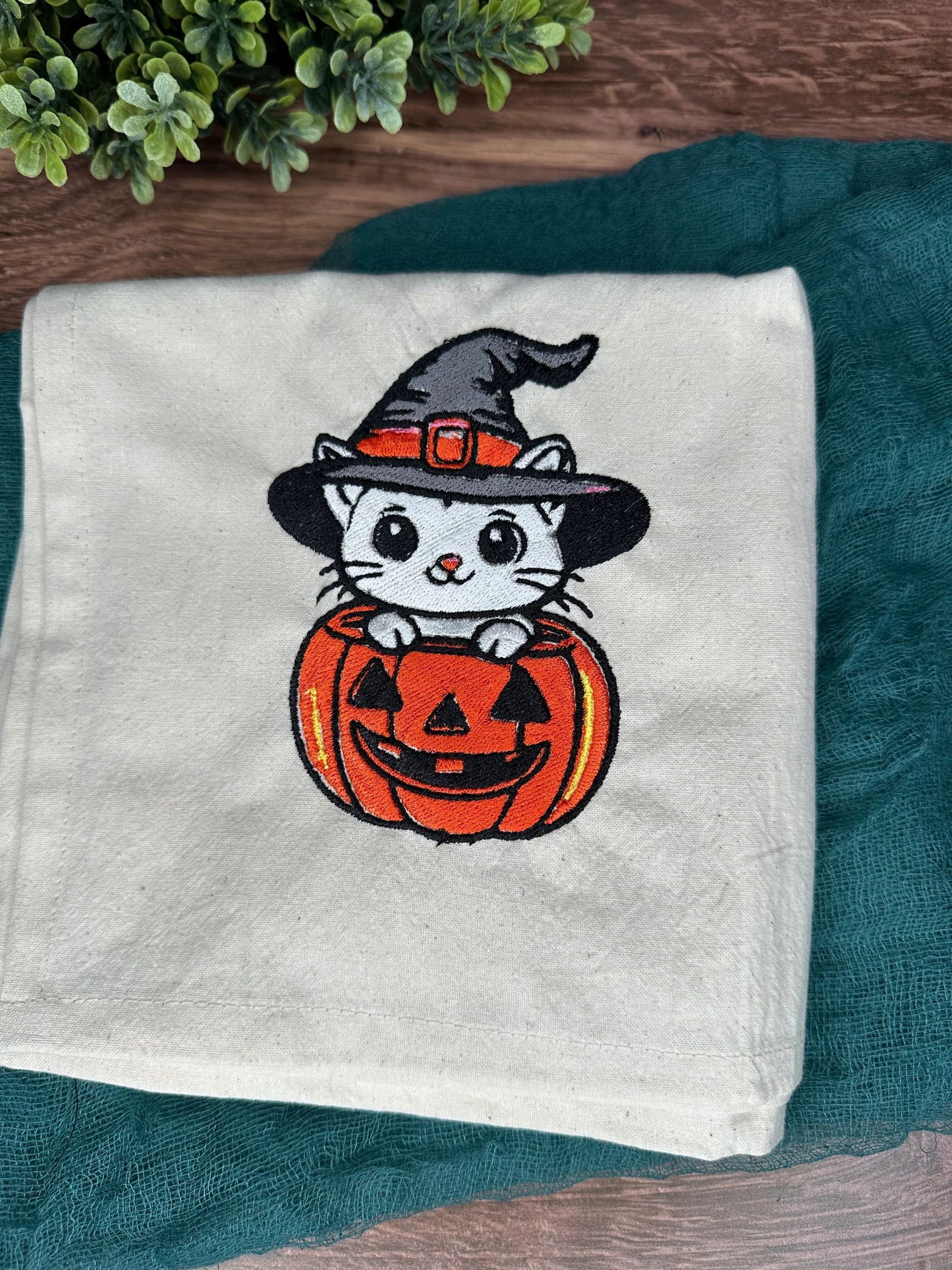 Embroidered Halloween Tea Towels - Fresh Cut Signs