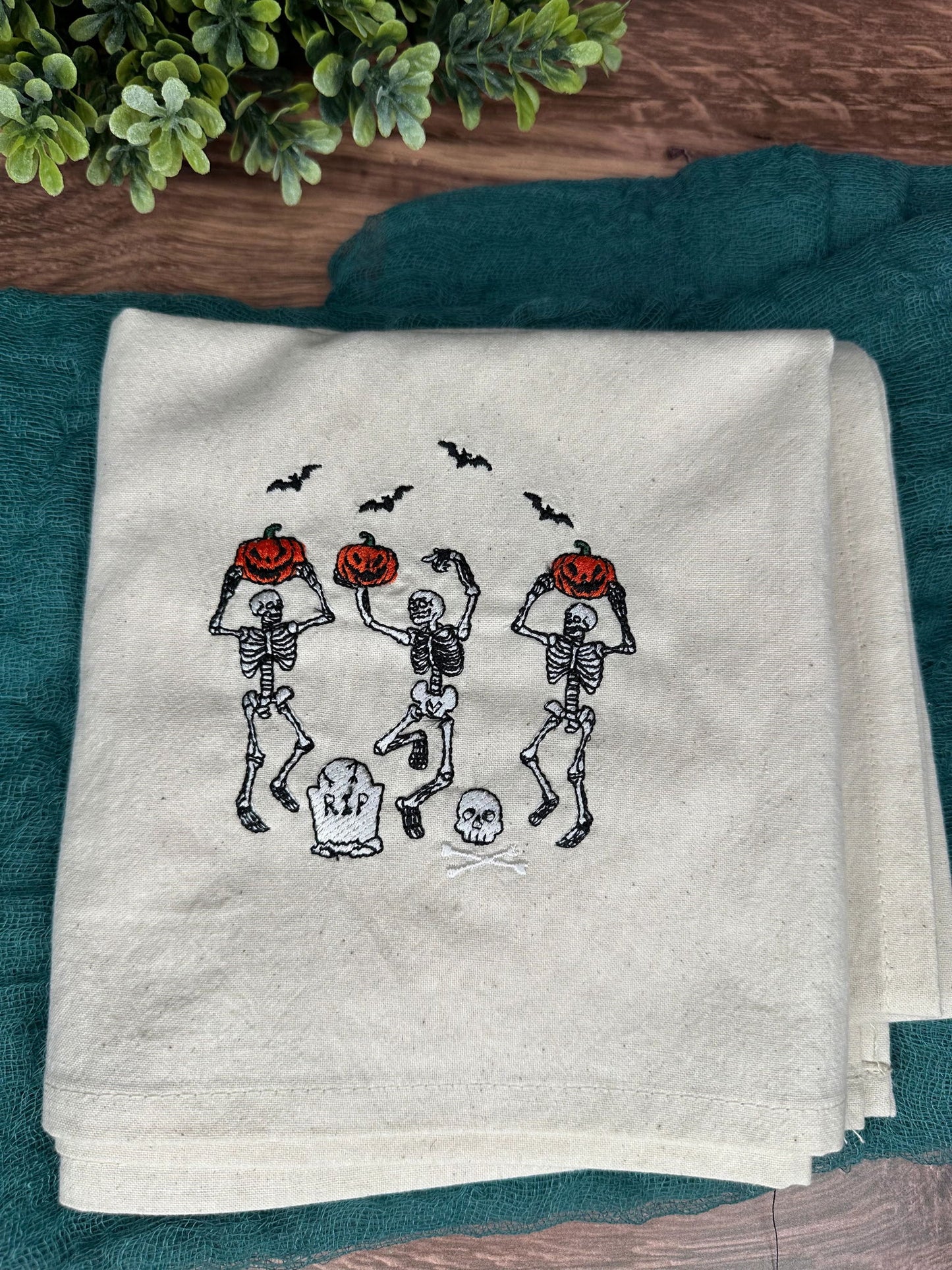 Embroidered Halloween Tea Towels - Fresh Cut Signs