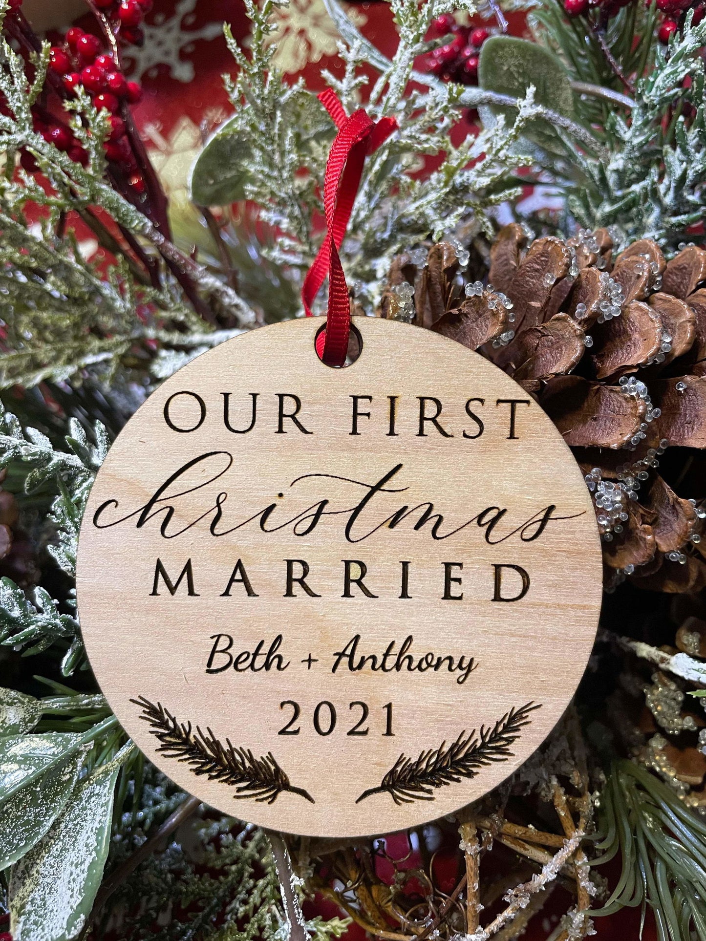 Our First Christmas Married Ornament - Fresh Cut Signs