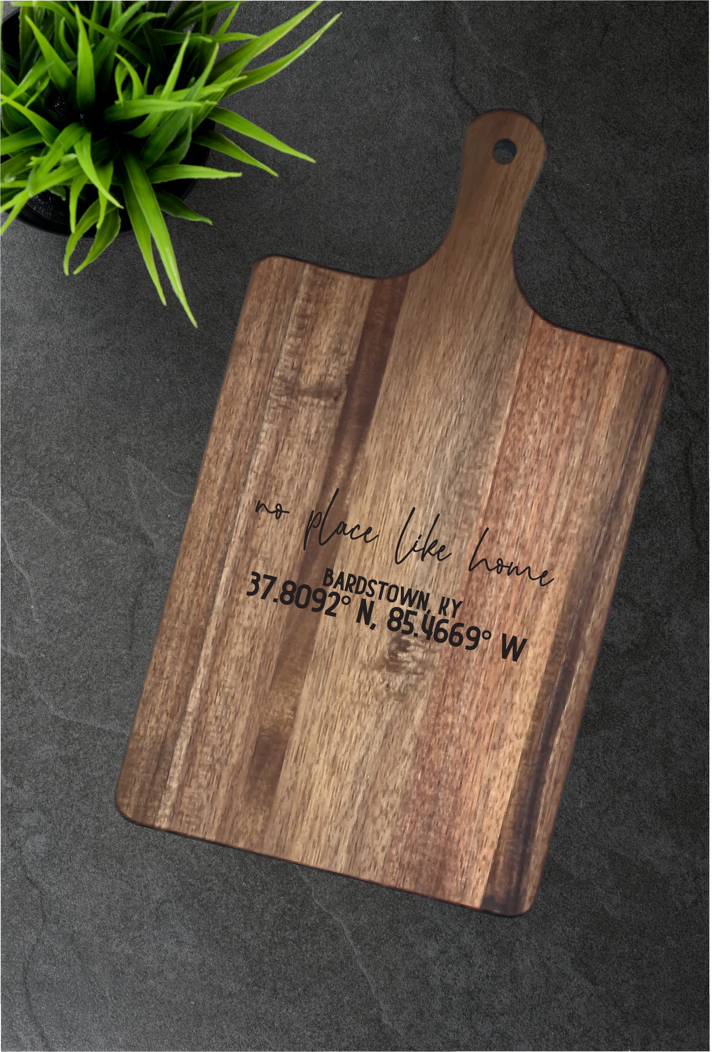 Personalized Acacia Cutting Board with Handle - Fresh Cut Signs