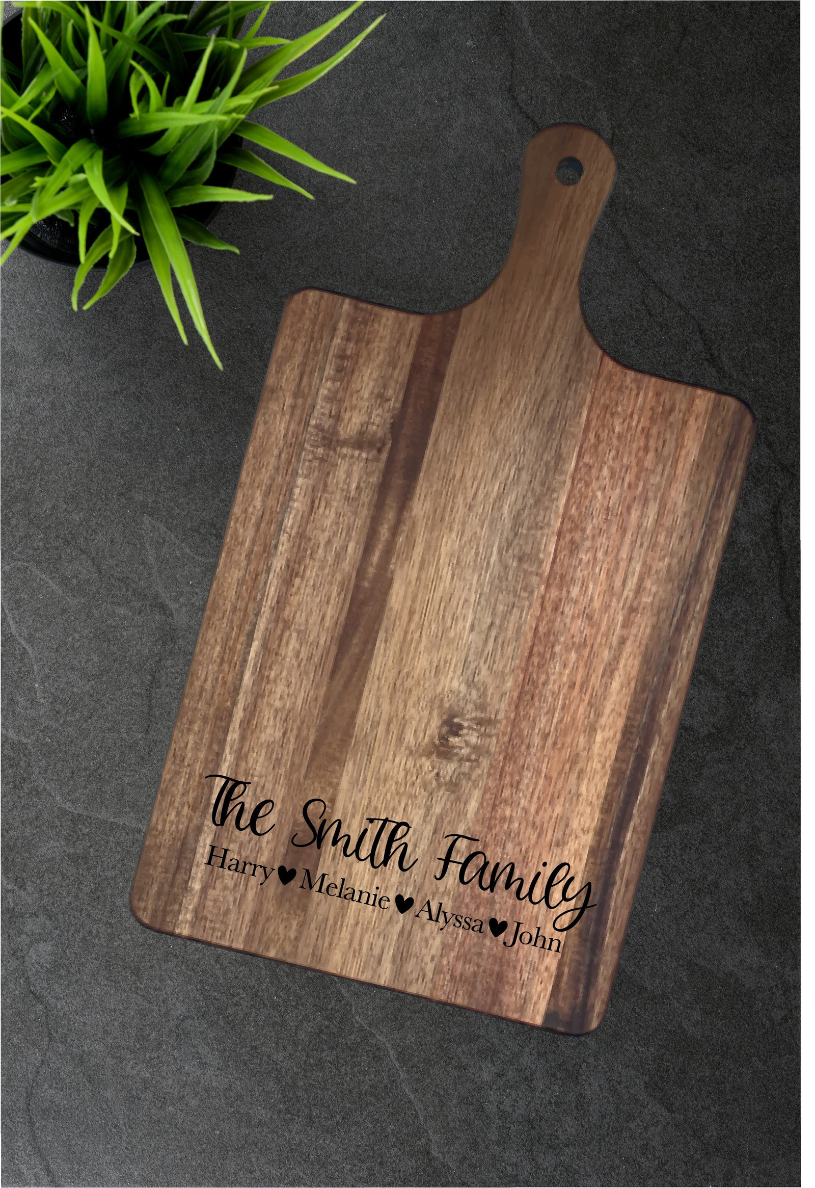 Personalized Acacia Cutting Board with Handle - Fresh Cut Signs
