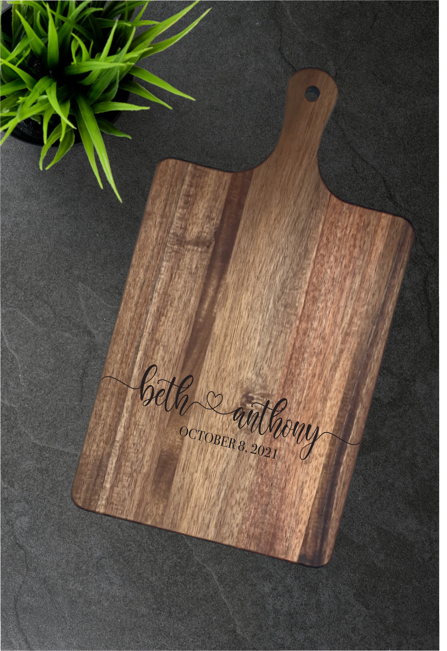 Personalized Acacia Cutting Board with Handle - Fresh Cut Signs