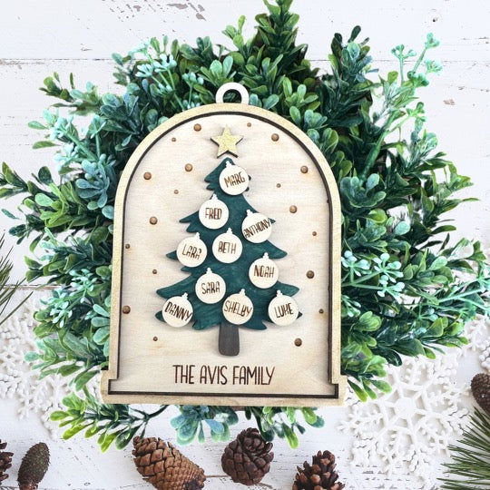 Snowglobe Family Tree Ornament - Fresh Cut Signs