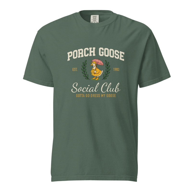 Raincoat Porch Goose Social Club T-shirt