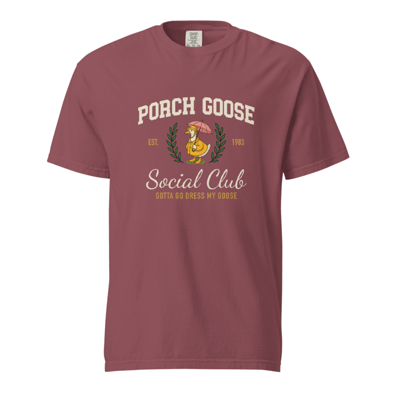 Raincoat Porch Goose Social Club T-shirt