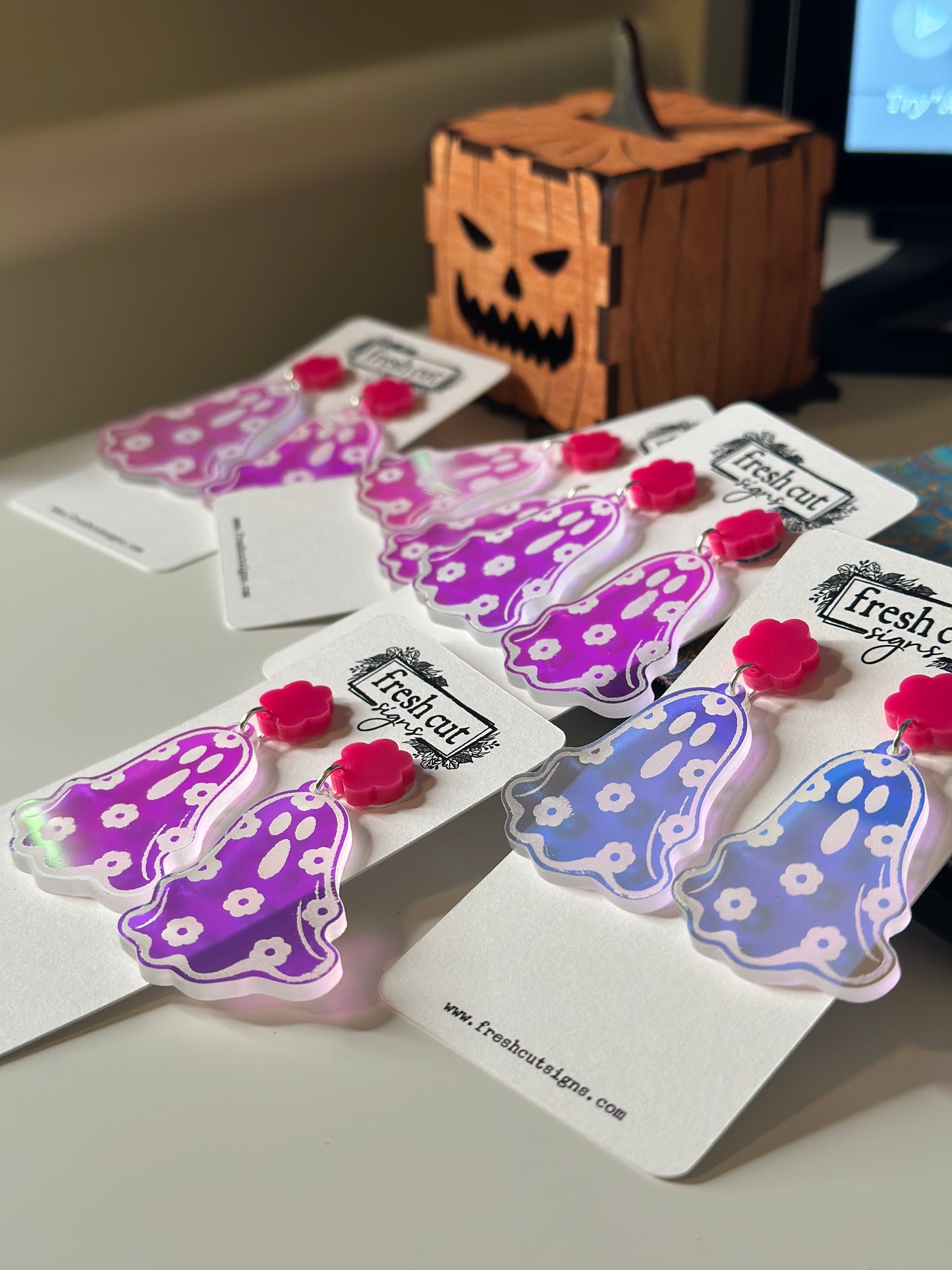 Groovy Ghost Earrings-Fresh Cut Signs-fall