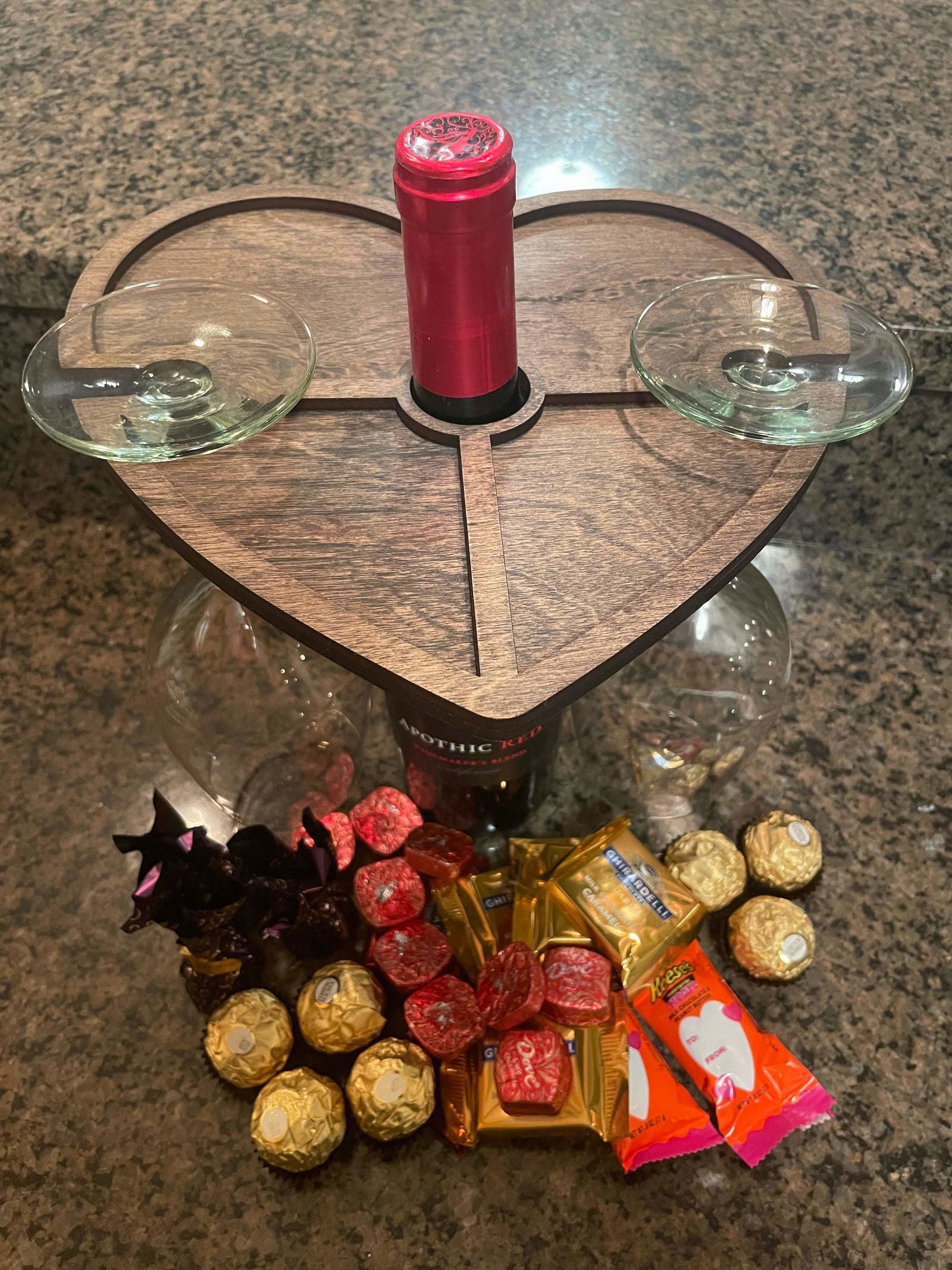 Heart Wine & Candy Tray - Fresh Cut Signs