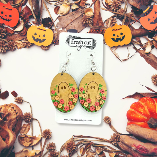 Floral Ghost Earrings-Fresh Cut Signs-