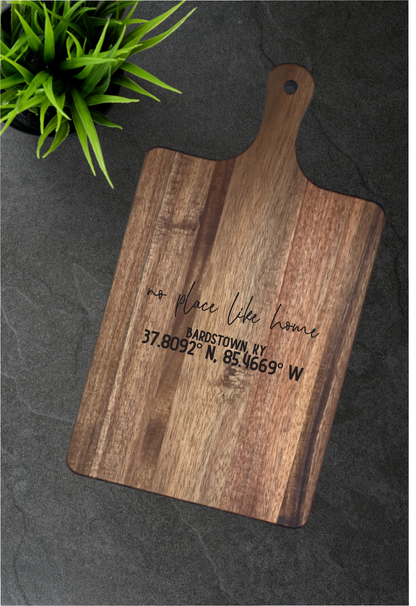 Personalized Acacia Cutting Board with Handle - Fresh Cut Signs