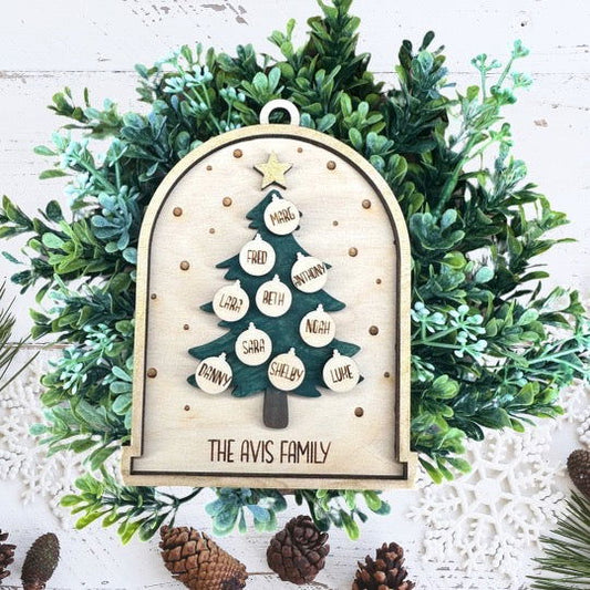 Snowglobe Family Tree Ornament - Fresh Cut Signs
