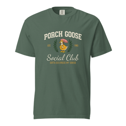 Raincoat Porch Goose Social Club T-shirt