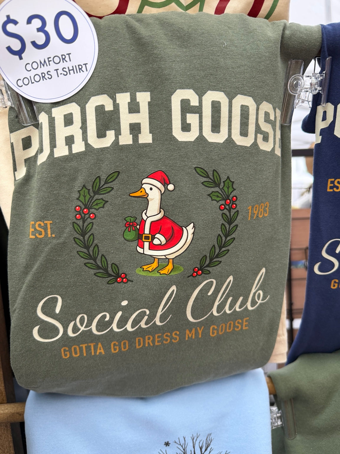 Christmas Porch Goose Social Club Tee Comfort Colors graphic t-shirt