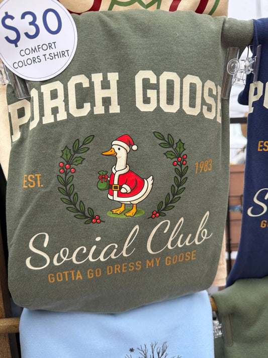 Christmas Porch Goose Social Club Tee Comfort Colors graphic t-shirt