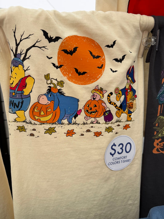 Spooky Hundred Acre Friends Tee Comfort Colors graphic t-shirt