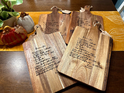 Handwritten Recipe Cutting Board-Fresh Cut Signs-dad gift,father's day,grandparent gift,mom gift,mother's day